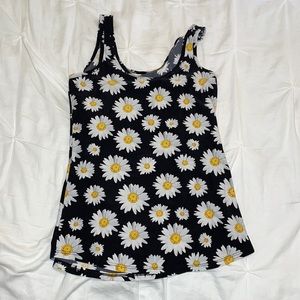 Black large daisy tank top